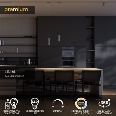 Lucide Premium LINIAL BIX Railspot - 1-fase Railsysteem / Smart Railverlichting - Smart - 48V Track - 1xLED - Mat Zwart Chroom